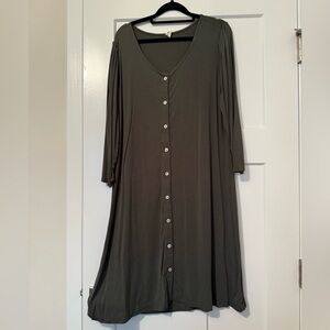 Women's Button-Down Dress - Dark Green